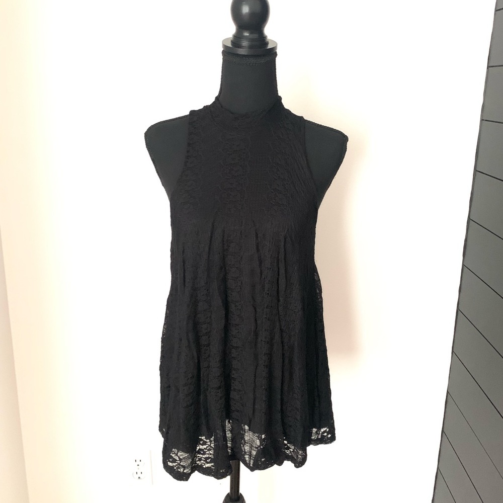 Allison Joy Black Lace Sleeveless Tank Top